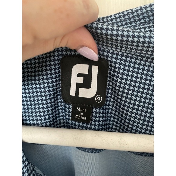 FootJoy Mens Rivercrest Golf Club Houndstooth Logo Polo Shirt XL - Picture 3 of 8